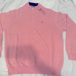 Xmas gift!! NWT Vineyard Vines Men’s boathouse tipped cotton 1/4 zip sweater XL